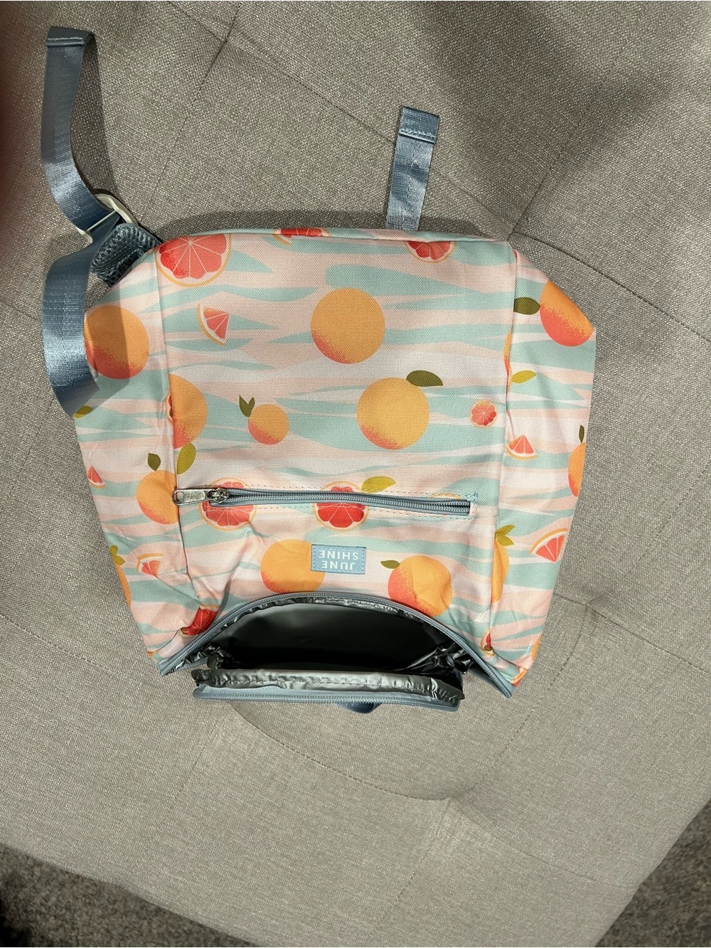Peach Print Pink Insulated Backpack Lunch Bag